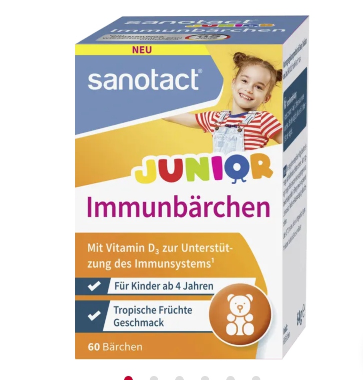 مکمل جویدنی تقویت‌کننده سیستم ایمنی کودکان سانوتکت 60تایی–  Sanotact Junior Immunbärchen