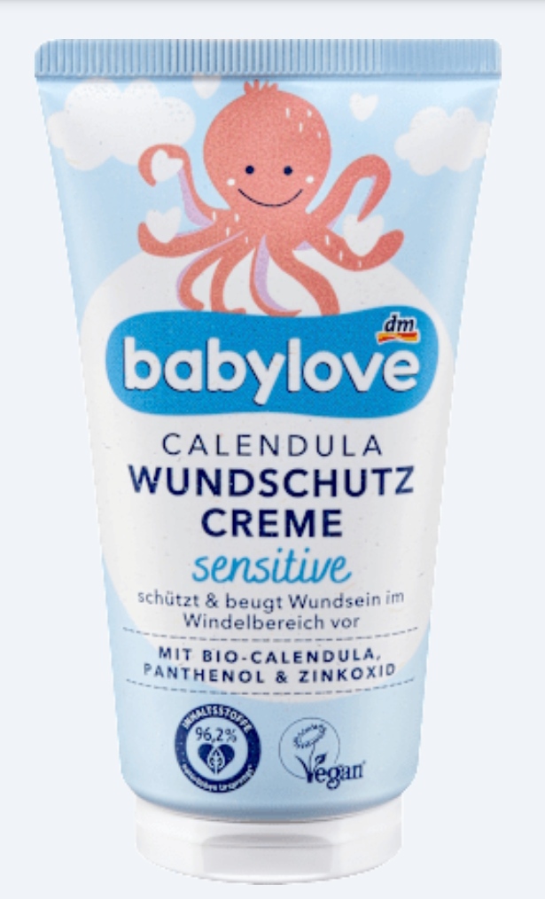 کرم محافظ و ضد سوختگی پای نوزاد کالاندولا بیبی‌لاو (babylove Calendula Wundschutzcreme)