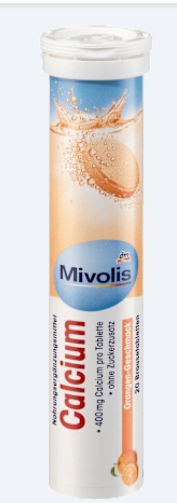 قرص جوشان کلسیم ۴۰۰ میلی‌گرم با طعم پرتقال میوولیس (Mivolis Calcium 400 mg Brausetabletten Orange)