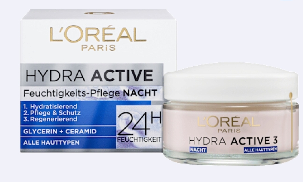 کرم شب آبرسان لورآل پاریس مدل  Dermo Hydra Active
