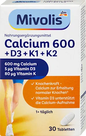 مکمل کلسیم 600 میوولیس (Mivolis Calcium 600 + D3 + K1 + K2