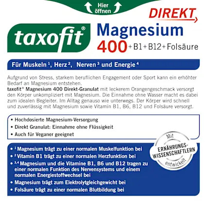 ساشه منیزیم ۴۰۰ تاکسوفیت | Taxofit Magnesium 400 Direkt |عدد20