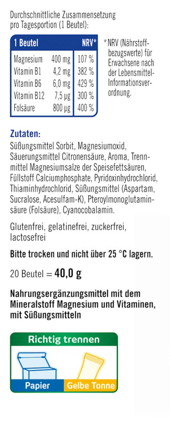ساشه منیزیم ۴۰۰ تاکسوفیت | Taxofit Magnesium 400 Direkt |عدد20