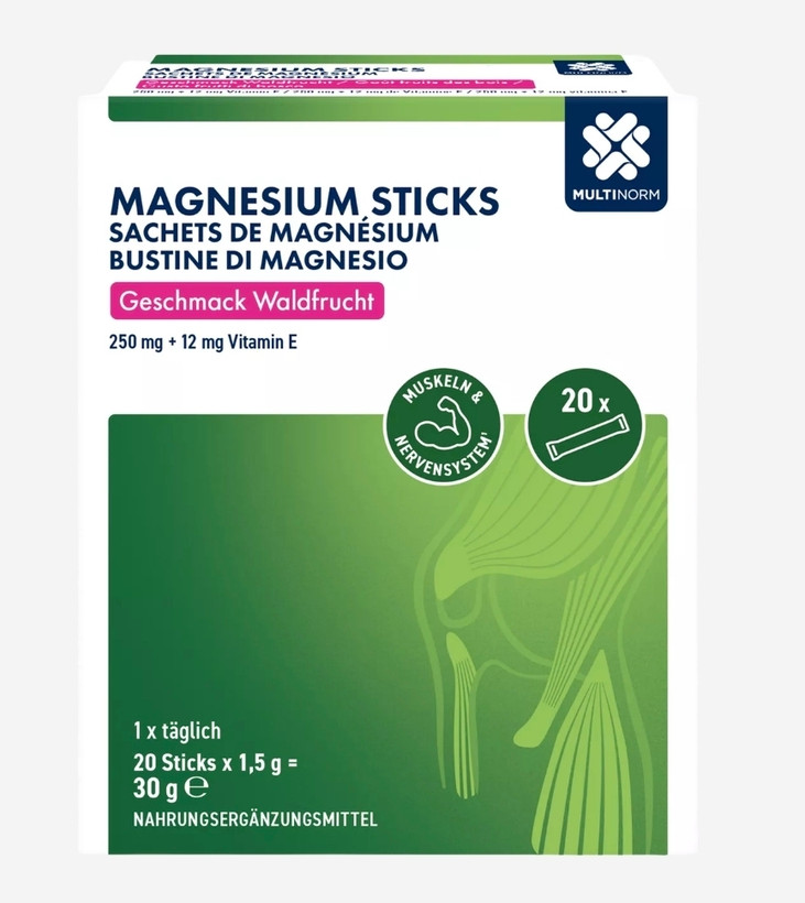 استیک منیزیم ۲۵۰ میلیگرم مولتینورم – MULTINORM Magnesium-Sticks 250 mg – ۲۰ عددی