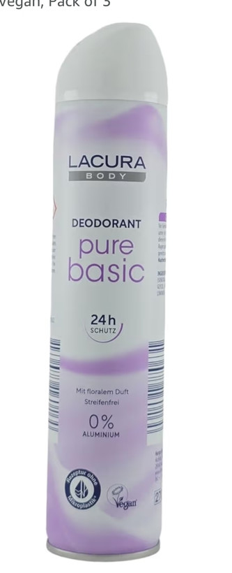 اسپری دئودورانت زنانه لاکورا پیور بیسیک با محافظت ۲۴ ساعته – LACURA BODY Deodorant Pure Basic